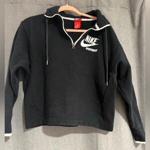 Nike Black and White Half-Zip Hoodie